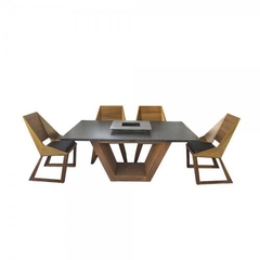 Большой стол с дровяным грилем на 6 персон Quan QN93063