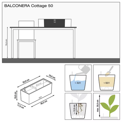 Розумний вазон BALCONERA Cottage 50, графітовий чорний Lechuza 15609