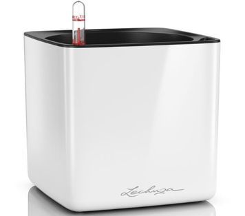 Кашпо с автополивом CUBE Glossy 16 белый глянцевый Lechuza 13520