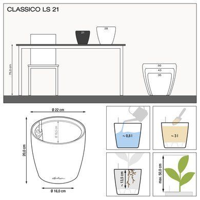 Кашпо з автополивом CLASSICO Color LS 21, мускатне Lechuza 14263