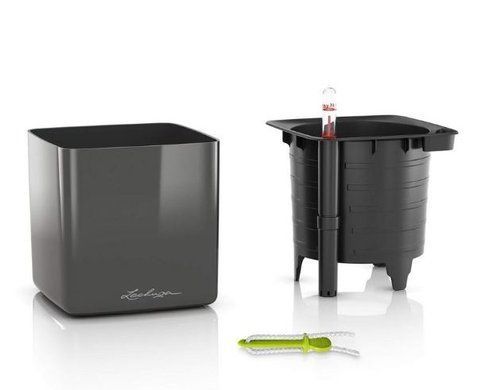 Кашпо з автополивом CUBE Glossy 16 білий блискучий Lechuza 13520