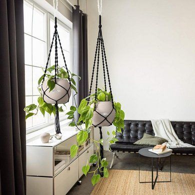 Підвіс для кашпо Macram&eacute; BOHO 120 см, чорне Lechuza 13899