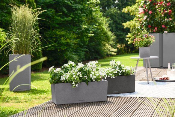 Балконное кашпо с автополивом Balconera Stone 50 серый камень Lechuza 15650