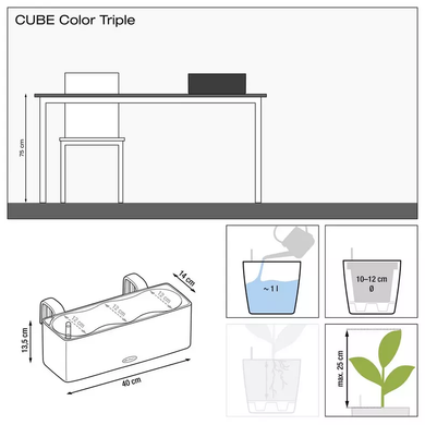 Розумний вазон CUBE Color Triple, білий Lechuza 13680