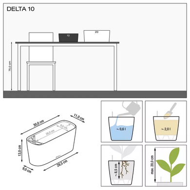 Розумний вазон Delta Premium 10, білий блискучий Lechuza 15460