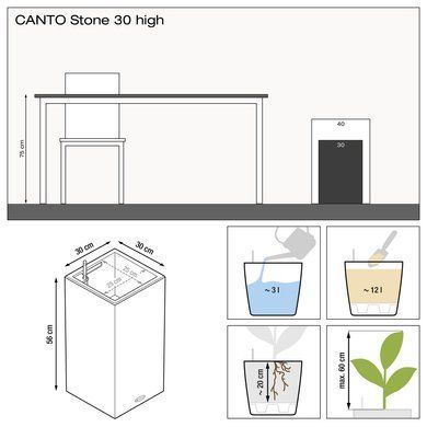 Кашпо с автополивом CANTO Stone 30 high кварцевый белый Lechuza 13607