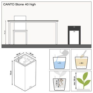 Кашпо с автополивом CANTO Stone 40 high графитовый чёрный Lechuza 13622