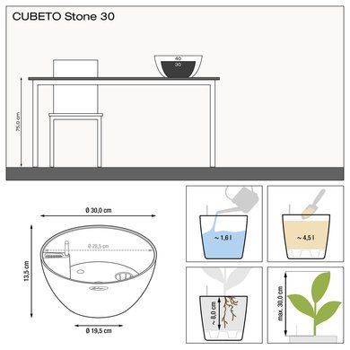 Кашпо с автополивом CUBETO Stone 30 кварцево-белый Lechuza 13837