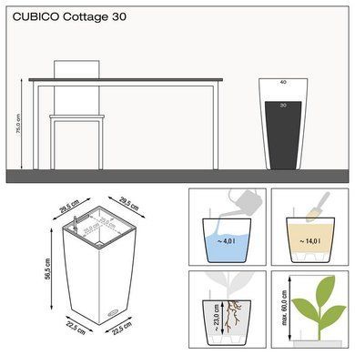 Кашпо с автополивом CUBICO Cottage 30 бежевый Lechuza 15158