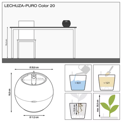 Розумний вазон PURO Color 20, білий Lechuza 13360